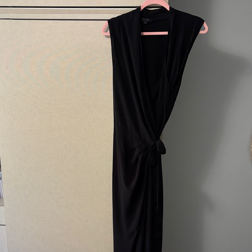 All Saints size 10 Elegant Black Sleeveless wrap Dress